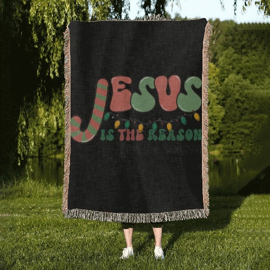 Jesus is The Reason for the Season Candy Christian Woven Blankets
