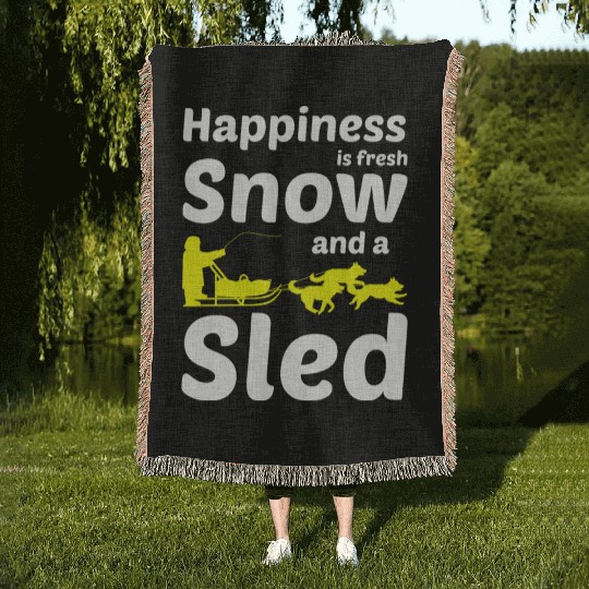 Husky Sledding Sled Dog Racing Alaskan Racers Woven Blankets