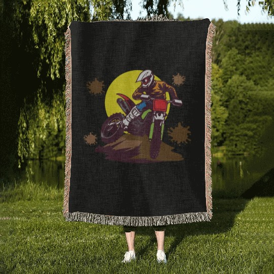 Dirt Bike Dirt Bike Riding Motocross Dirt Biking Woven Blankets