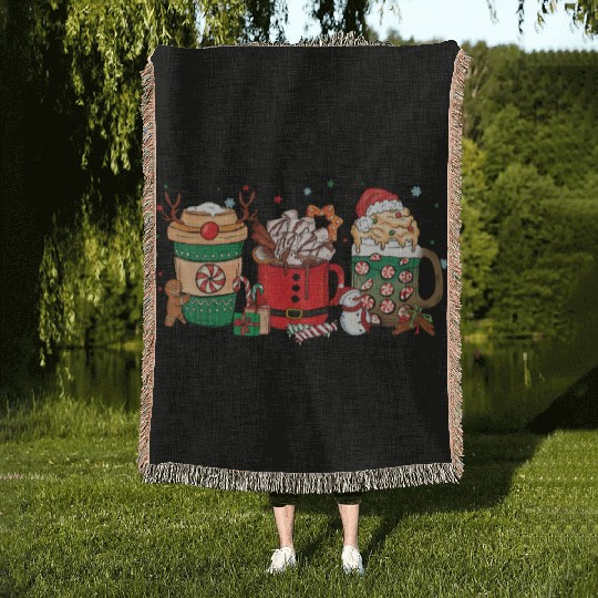 Christmas Hot Chocolate Cup Woven Blankets