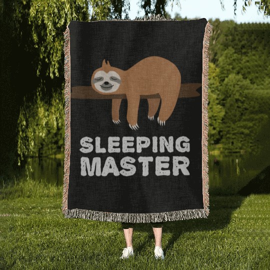 Sleeping Master - Funny Sloth Quotes Woven Blankets