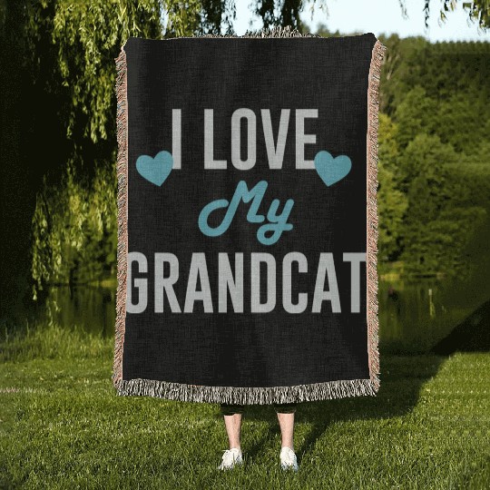 I Love My Grandcat | Cat Lovers Woven Blankets