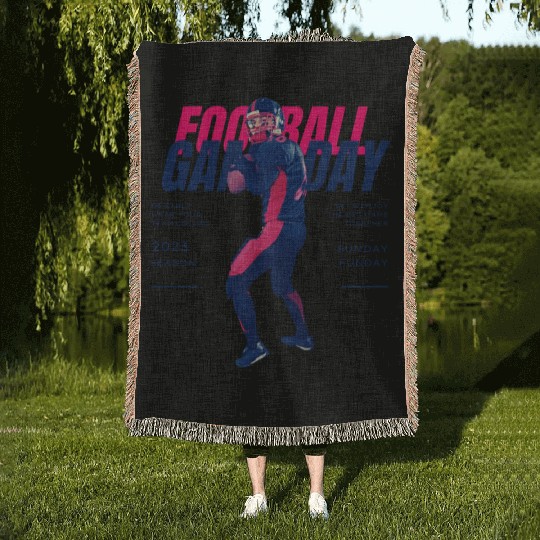 Blue Pink American Football Game Day Season 2023 Woven Blankets