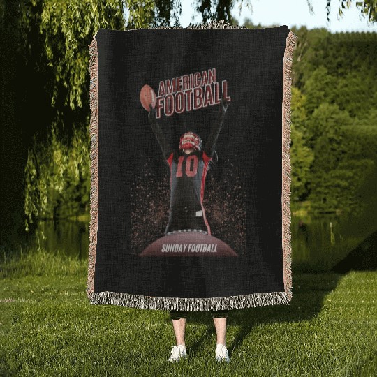 American Football Sunday Match Black and Red Svg Woven Blankets