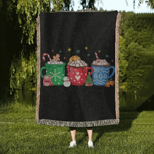 Christmas Hot Chocolate Cup Woven Blankets