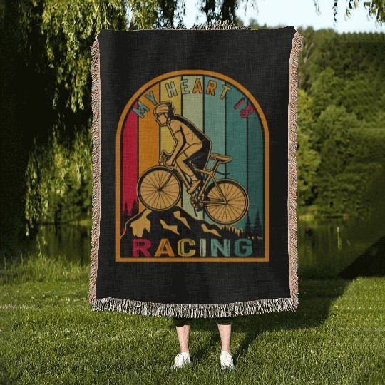 Vintage Bicycle Bike Race Racing Woven Blankets