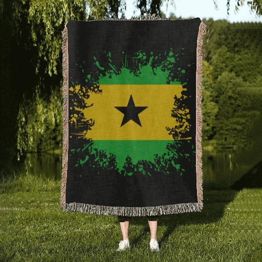 Sao Tome And Principe Flag Paint Splatter Woven Blankets