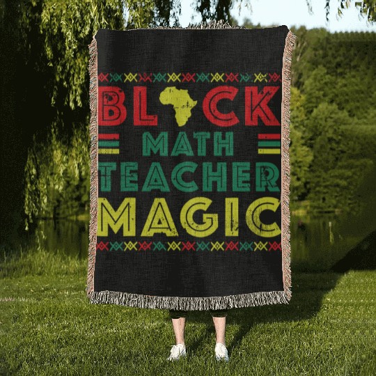 Black Math Teacher Black History Month Afro Woven Blankets