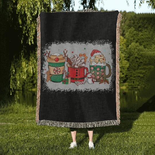 Christmas Hot Chocolate Cup Woven Blankets