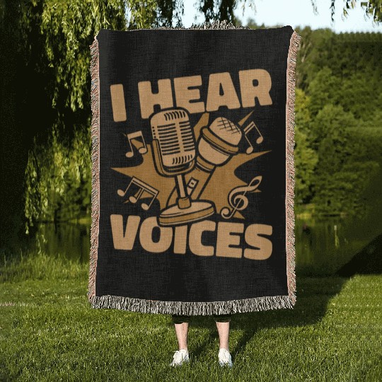 Music Teacher Microphone I Hear Voices Woven Blankets