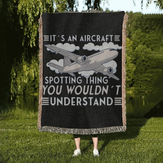 Aircraft Spotting Airplane Aircraft Spotter Woven Blankets