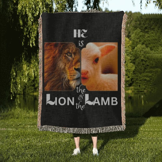 He is the Lion and the Lamb Woven Blankets