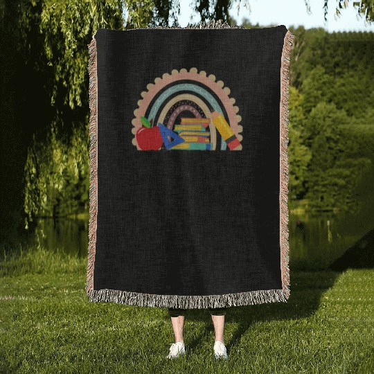 Teach Love Inspire Teacher Life Educate Saying Woven Blankets
