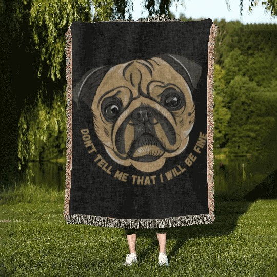 sad dog, bull dog Woven Blankets