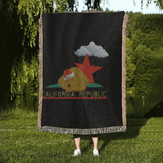 California bear in winter Woven Blankets