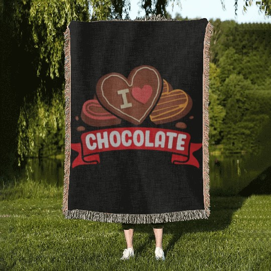 I Love Chocolate Sweets Candy Chocolate Bar Woven Blankets