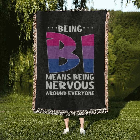 Being Bi Bisexual Pride Kawaii Cat Woven Blankets