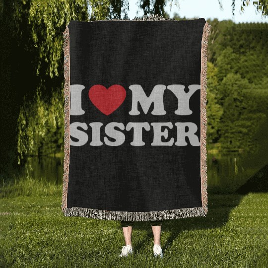 I Love My Sister, I Heart My Sister Woven Blankets