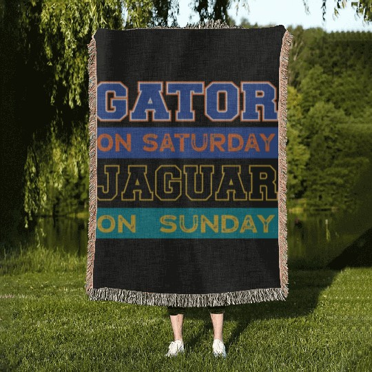 Gator On Saturday Jaguar On Sunday Jacksonville Fo Woven Blankets