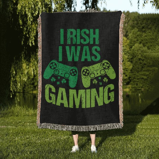 Irish I Was Gaming St Patrick's Day Woven Blankets