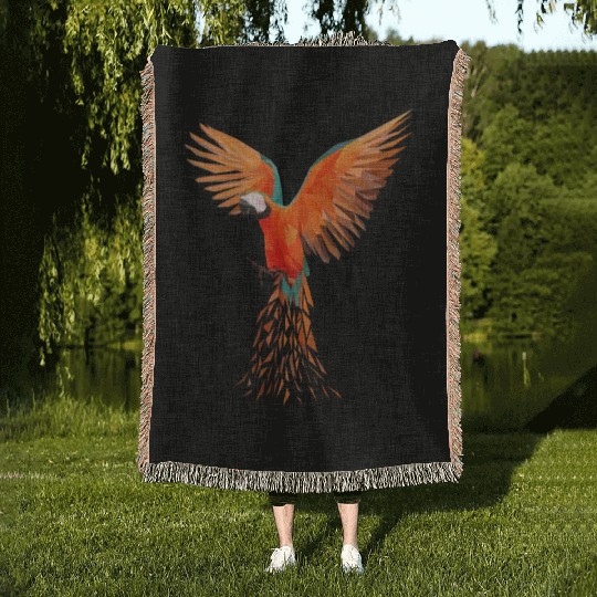 Colourful Macaw Parrots - Modern Bird Design Woven Blankets