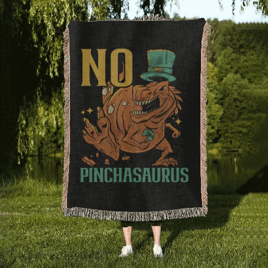 No Pinchasaurus Saint Patrick's Day Dinosaur Lover Woven Blankets