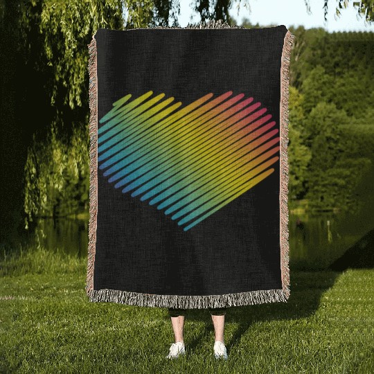 Rainbow Heart (Love / Scribble / PNG) Woven Blankets