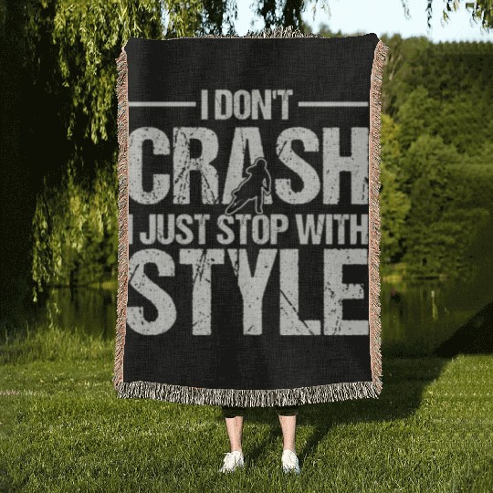 Funny Motocross Stop With Style Dirt Bike Woven Blankets