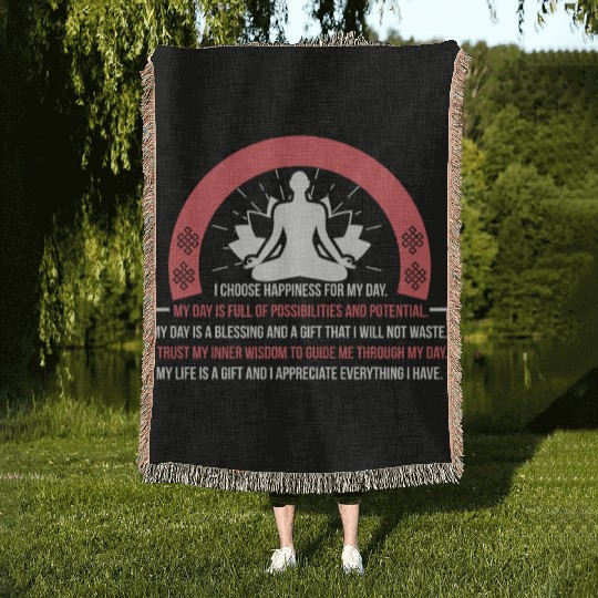 Positive Affirmation Daily Motivation Buddha Mantr Woven Blankets