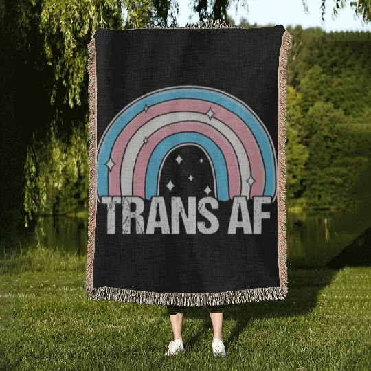 Trans AF Transsexual Transgender Pride Flag Rainbo Woven Blankets