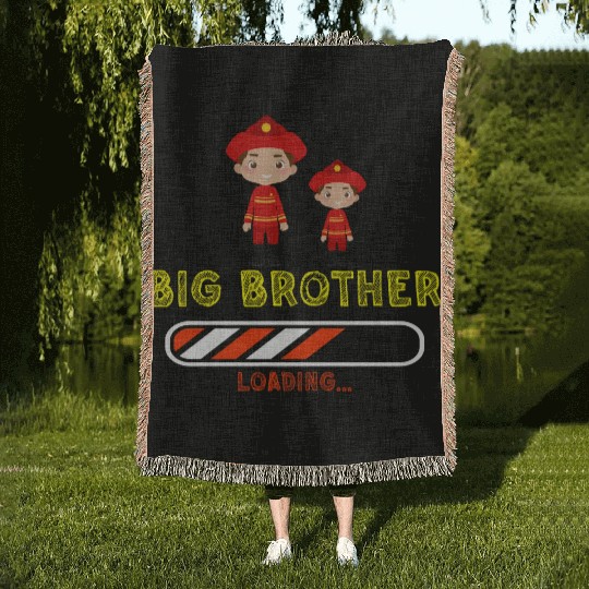 Big brother fire truck fireman Woven Blankets