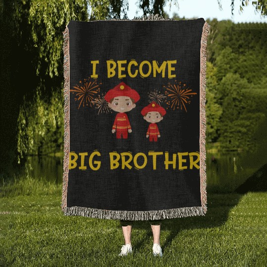 Big brother fire truck fireman Woven Blankets