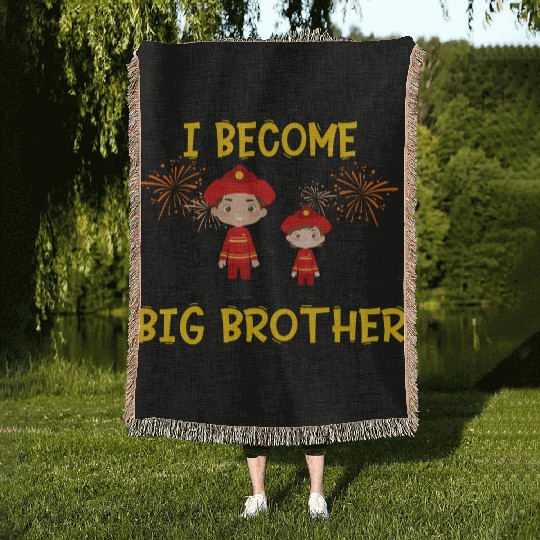 Big brother fire truck fireman Woven Blankets