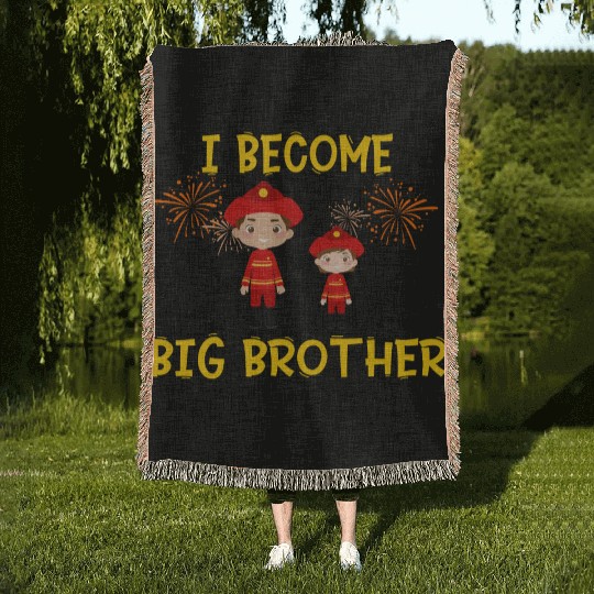 Big brother fire truck fireman Woven Blankets