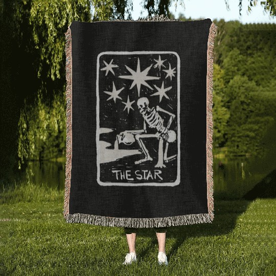 The Star Skeleton Skull Tarot Card Woven Blankets