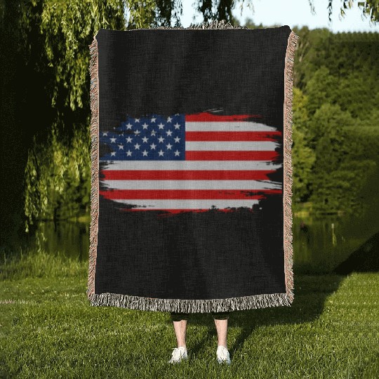 American flag Woven Blankets