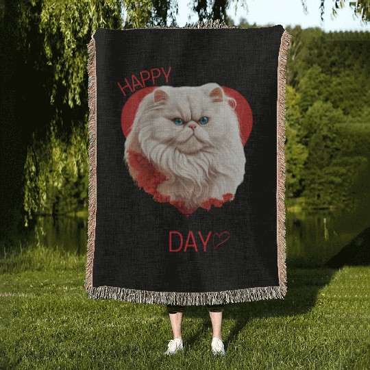 valentine's day cat Kitty Valentine Gift for her Woven Blankets