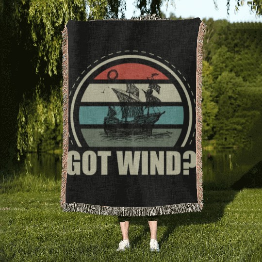 Got Wind Ocean Boating Nautical Sailing Sailor Woven Blankets