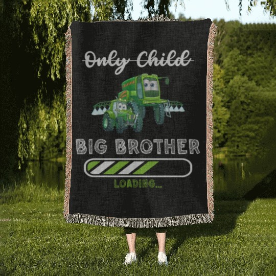 Big brother farmer tractor Woven Blankets