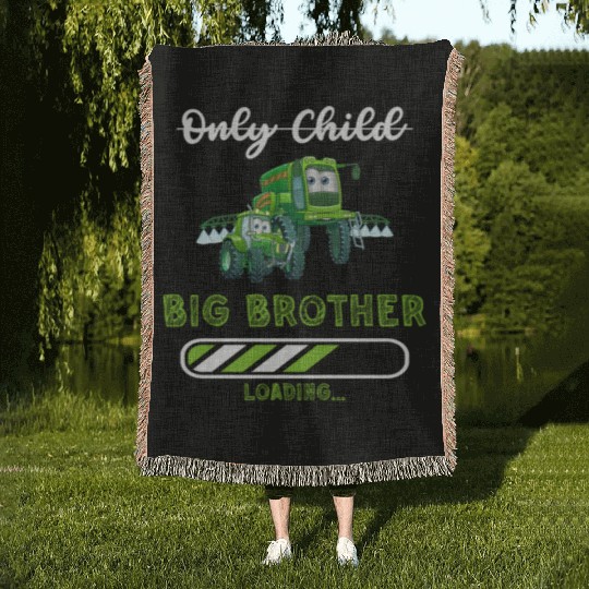 Big brother farmer tractor Woven Blankets