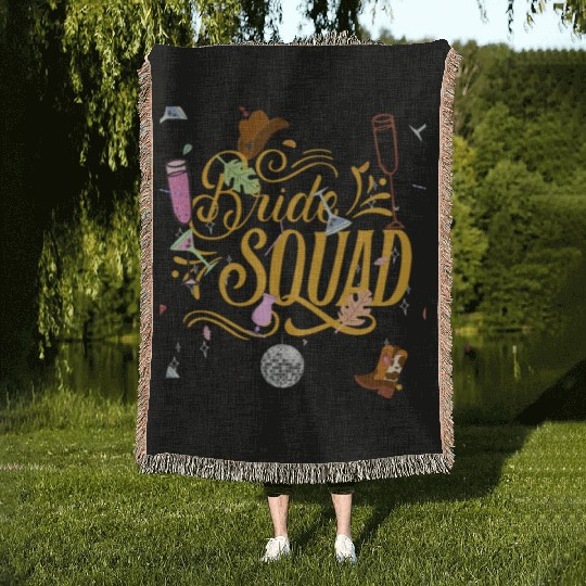 Bachelorette cowgirl disco 80s party Woven Blankets