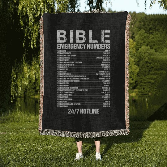 Bible Emergency Numbers Waymaker Jesus Christian Woven Blankets