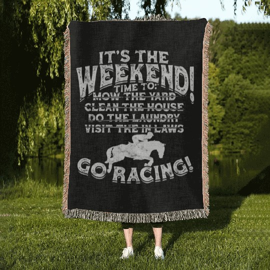 Horse Racing Equestrian Horseback Horse Racer Woven Blankets