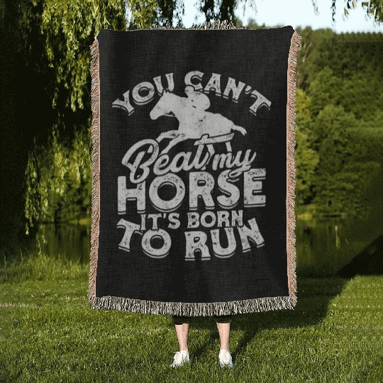 Horse Racing Equestrian Horseback Horse Racer Woven Blankets