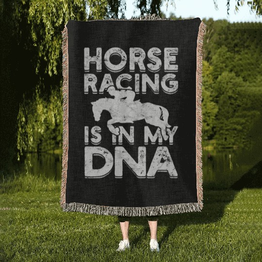 Horse Racing Equestrian Horseback Horse Racer Woven Blankets