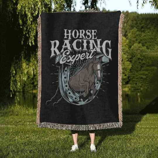 Horse Racing Equestrian Horseback Horse Racer Woven Blankets