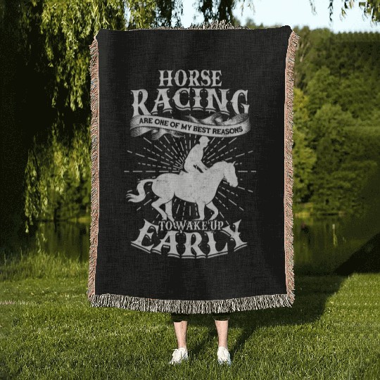 Horse Racing Equestrian Horseback Horse Racer Woven Blankets