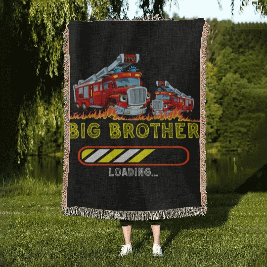 Big brother fire truck fireman 2023 Woven Blankets