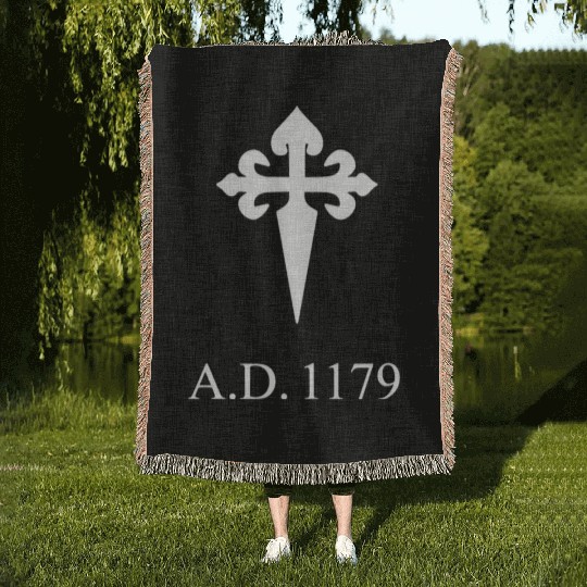 Compostela cross white Woven Blankets