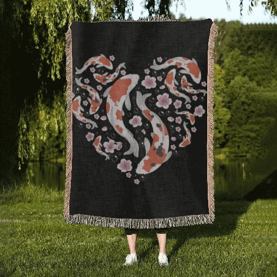 Koi fish Nishikigoi Japanese Koi Asian Women Woven Blankets